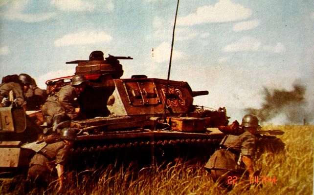 Click to view full size image
 ============== 
German advance
Somewhere in Russian field
