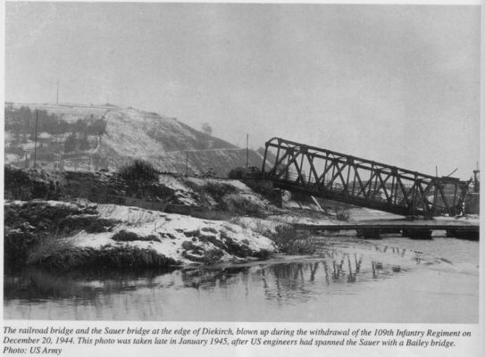 Click to view full size image
 ============== 
Sauer Rail bridge
Blown up during US retreat
