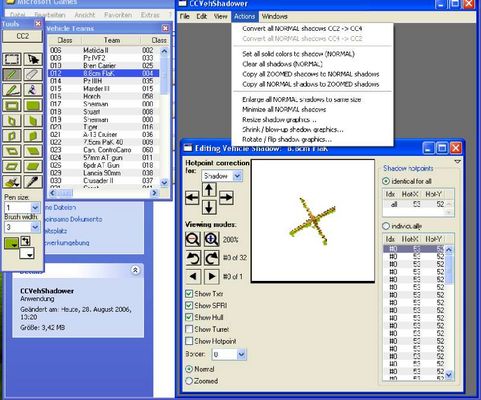 Click to view full size image
 ============== 
2006-08-28 ...a new tool for CC2 & CC4/5 in progress
still in testing/debugging phase, but capable of editing CC4/5 shadows too.
Keywords: CC2 tools vehicle shadows