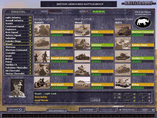Click to view full size image
 ============== 
British Armour battlegroupscreen
New El Alamein CCV mod
Keywords: Africa Alamein