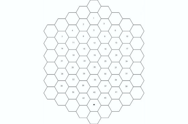 Click to view full size image
 ============== 
A universal stratmap for CC V
Unfortunately this is a non-starter because of the number of connections required. We only have 82 and this requires 109. Cutting to 37 hexes would still need 90.
