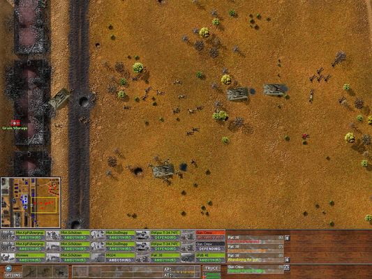 Click to view full size image
 ============== 
Russian Counterattack on southern sector begins
A russian Tank brigade races to get a launching point on the buildings to assault the Grain elevator in subsequent battles.
Keywords: Grain Elevator Stalingrad Kanov