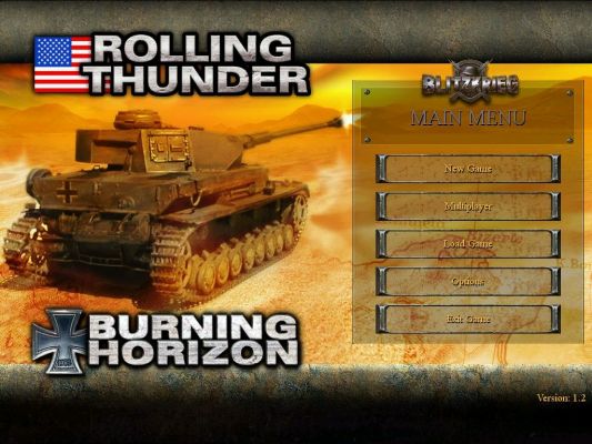 Click to view full size image
 ============== 
Blitzkrieg Anthology - Burning Horizon and Rolling Thunder Main Menu
