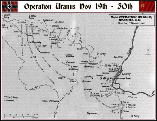 Click to view full size image
 ============== 
Operation Uranus
The encirclement of the German, 6th Panzer Army.
