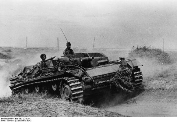 Click to view full size image
 ============== 
German StuG III assault gun in Stalingrad, Russia, Sep 1942, photo 3 of 3.

Source: German Federal Archive

